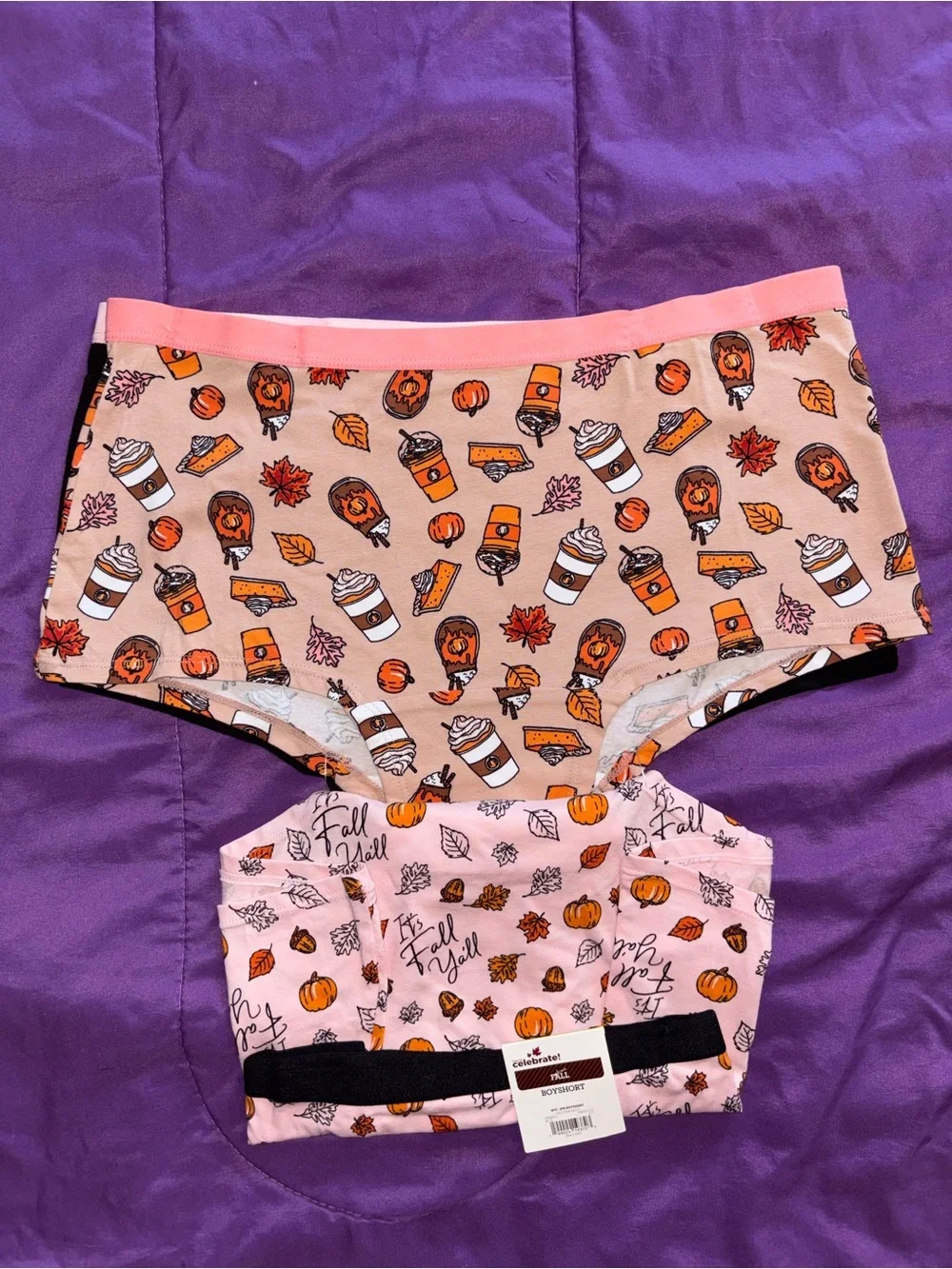 Cotton Boyshorts With Fall Print Designs- 3 Pack